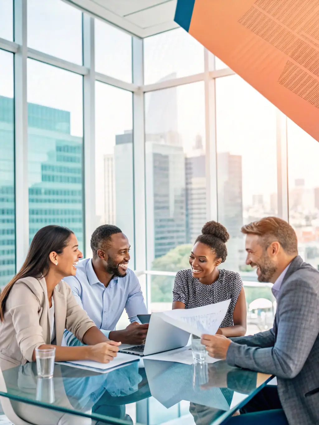A diverse group of professionals participating in a workshop, actively engaged in discussions and problem-solving activities. The setting is a bright and collaborative workspace.